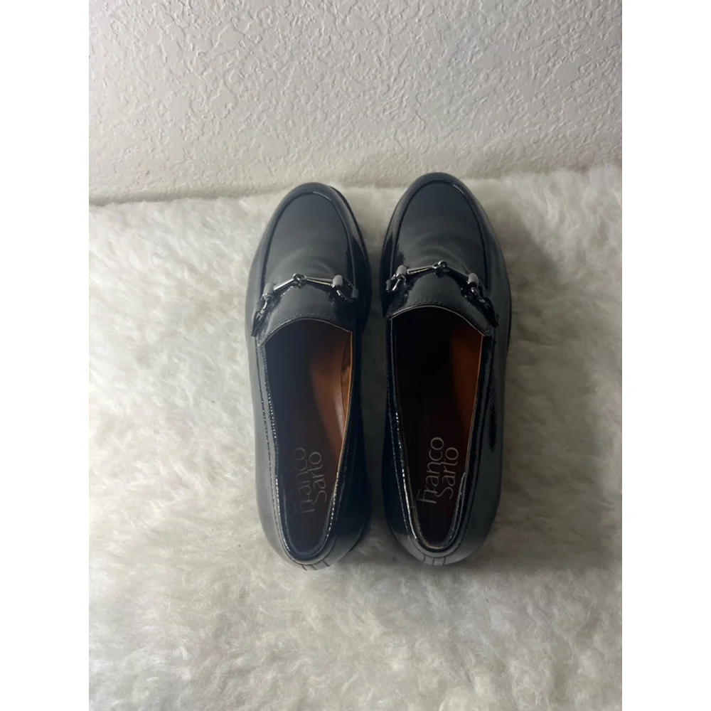 Franco Sarto Cason Black Loafers Faux Leather Women Size 9.5M